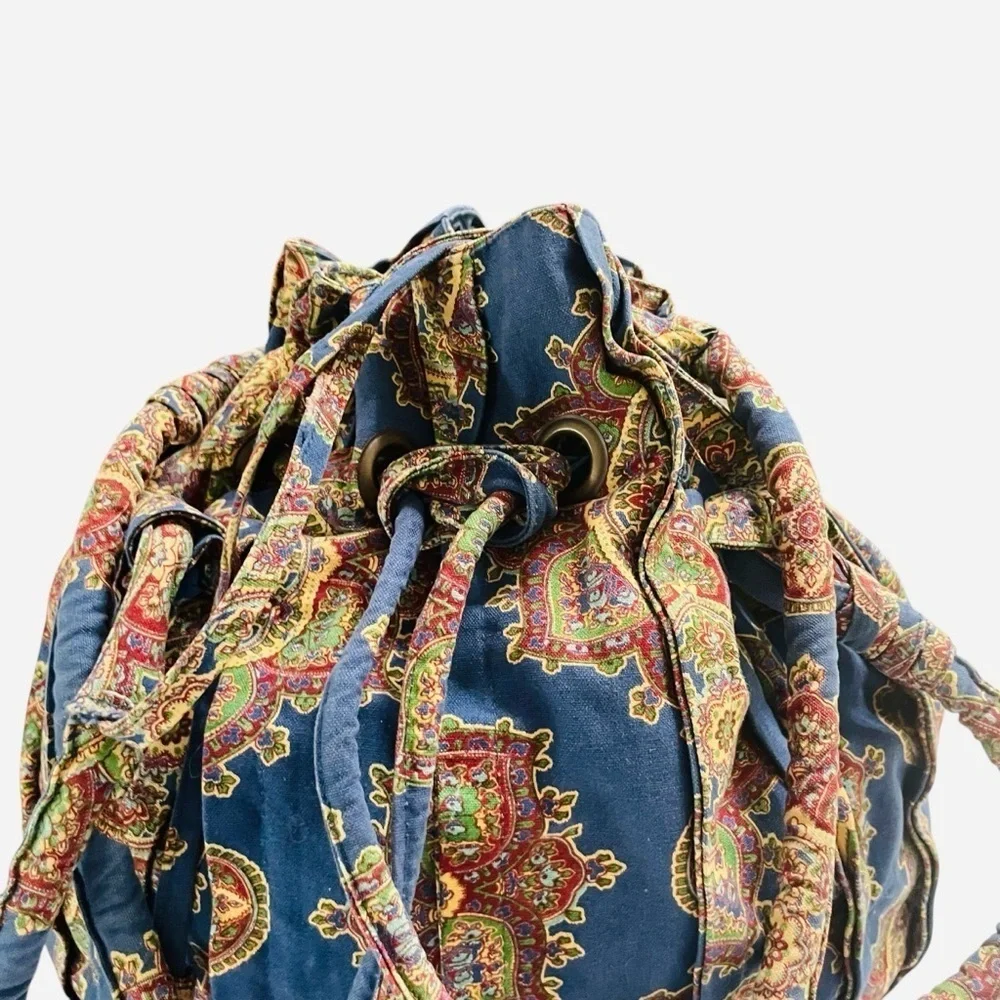 April Cornell Vintage Boho Paisley Drawstring Shoulder Bag
